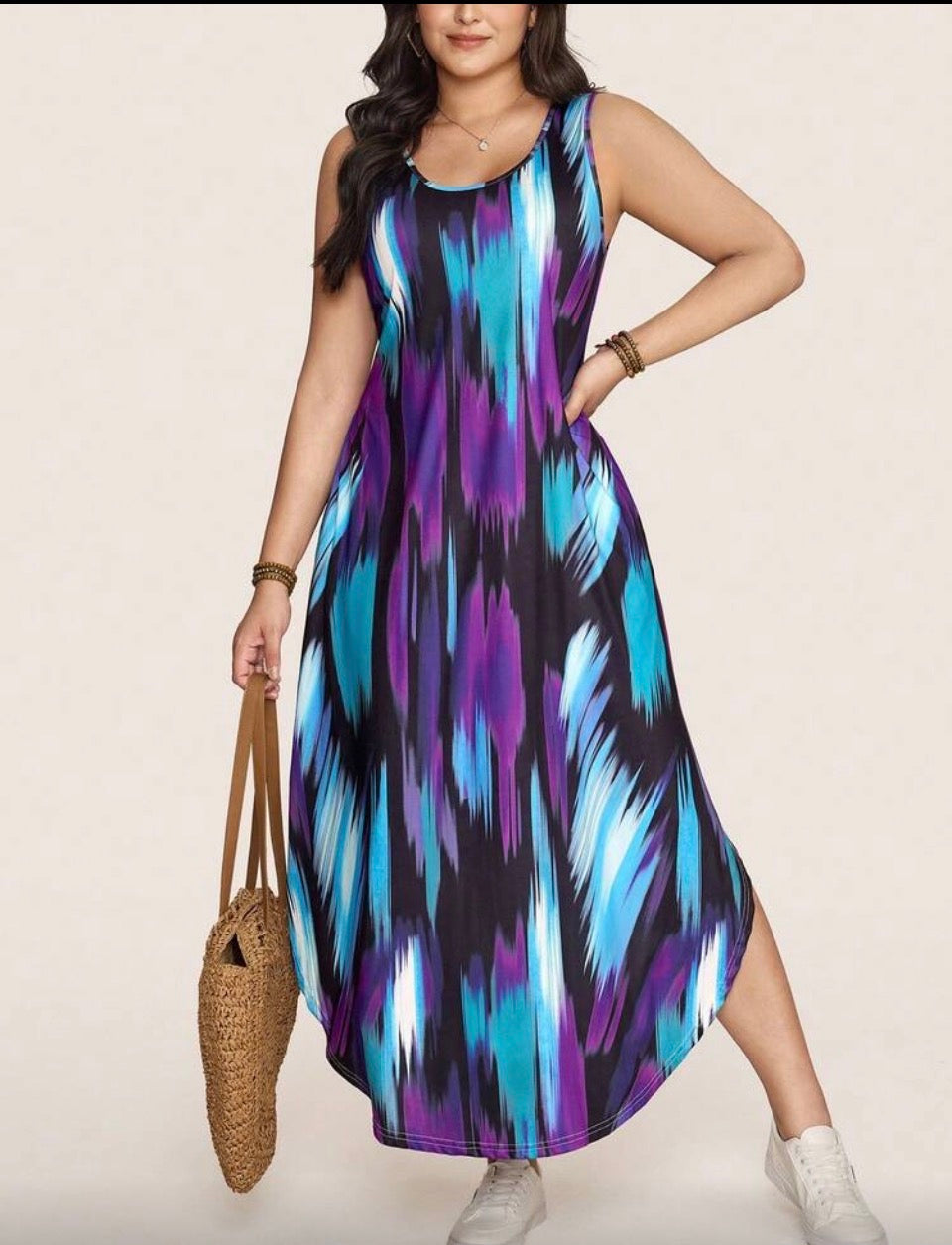 Plus size dark purple summer dress