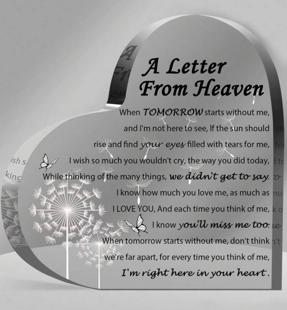 Memorial heart letter from heaven