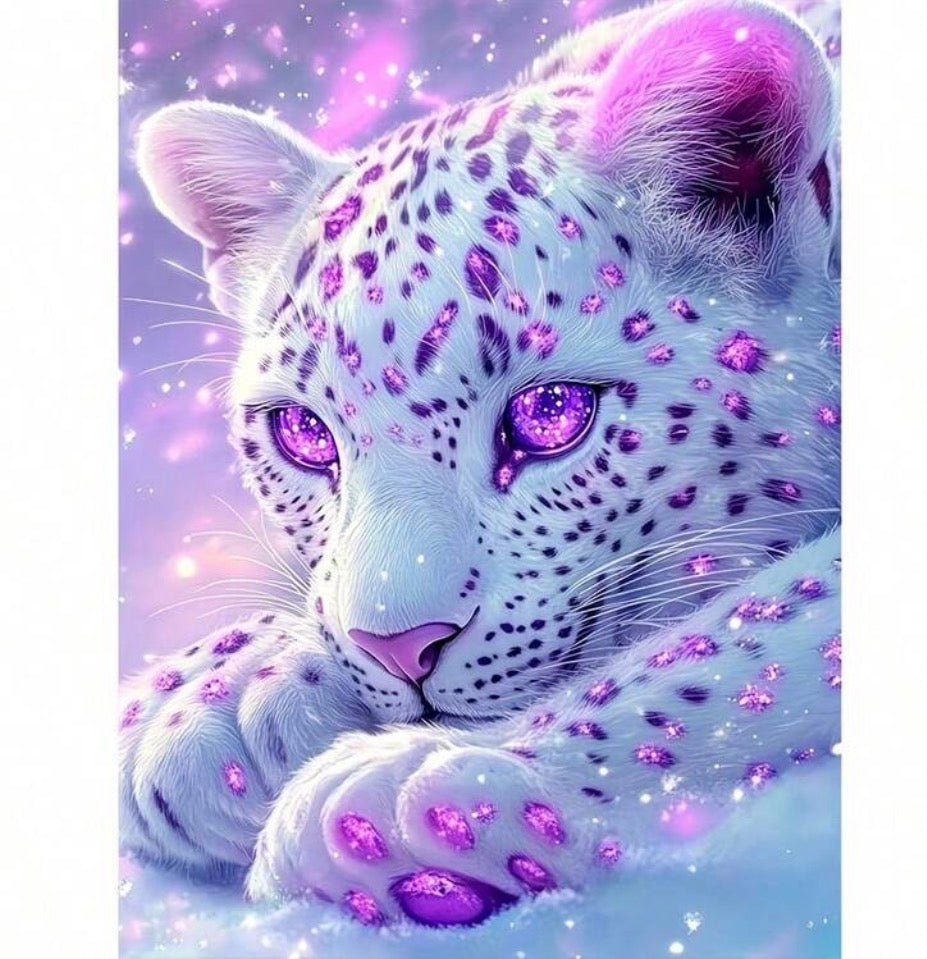 Purple cat diamond art