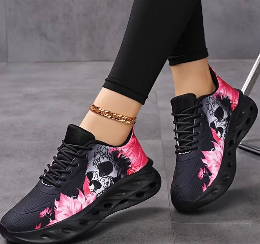 Pink & black Skull trainers