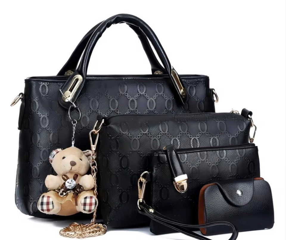 4pc leather handbag set