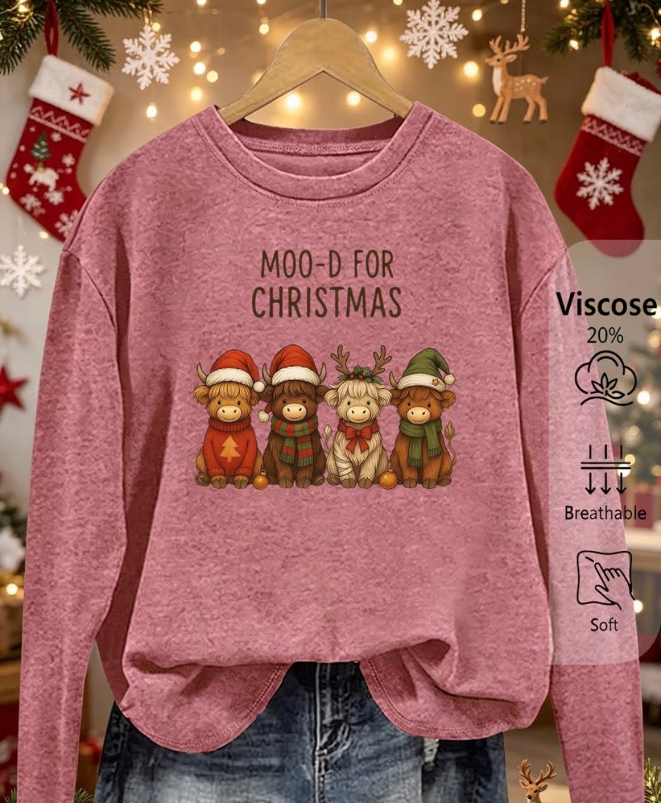 Cow mood for Christmas long sleeve top
