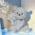 Elegant silver crystal needed bear ornament