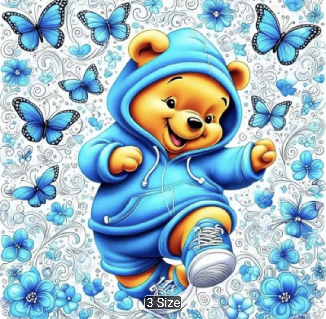 Bear With Butterflys Diamond Art