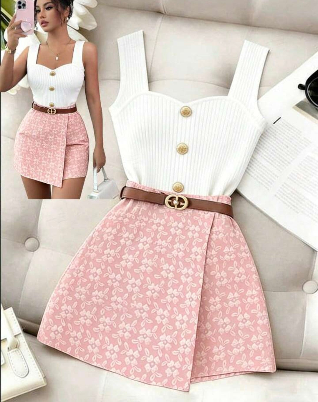 Elenzga Textured Jacquard Elegant Commuter Solid Color Skorts, Valentine's Day