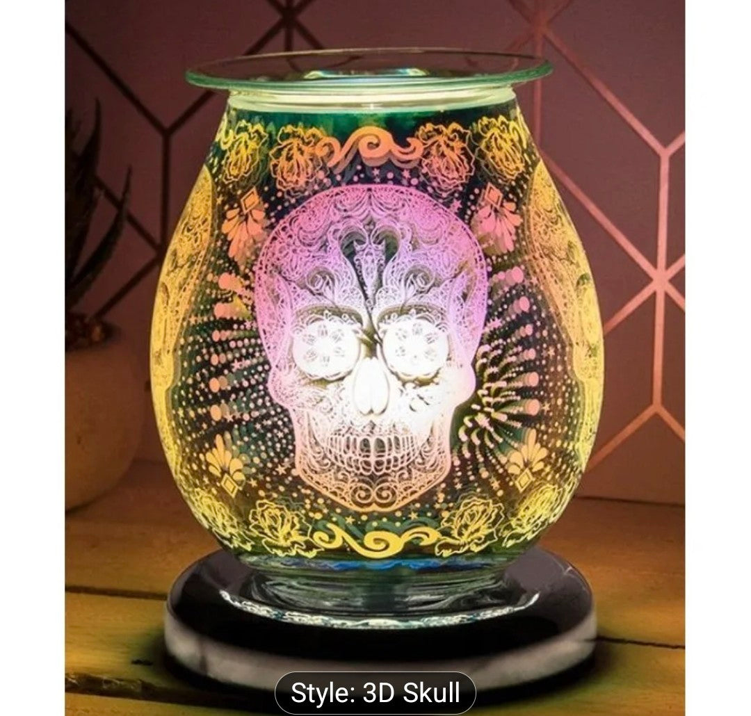 Aroma Lamp Oil Burner Warmer Wax Melter 3D Skull