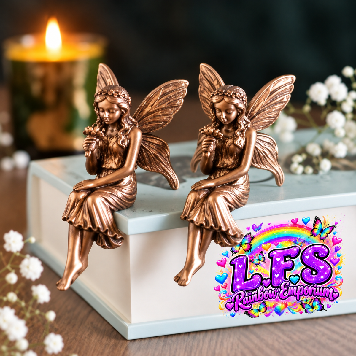 Set of 2 Fairy Shelf Sitter Ornaments