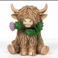 Highland cow with thistle