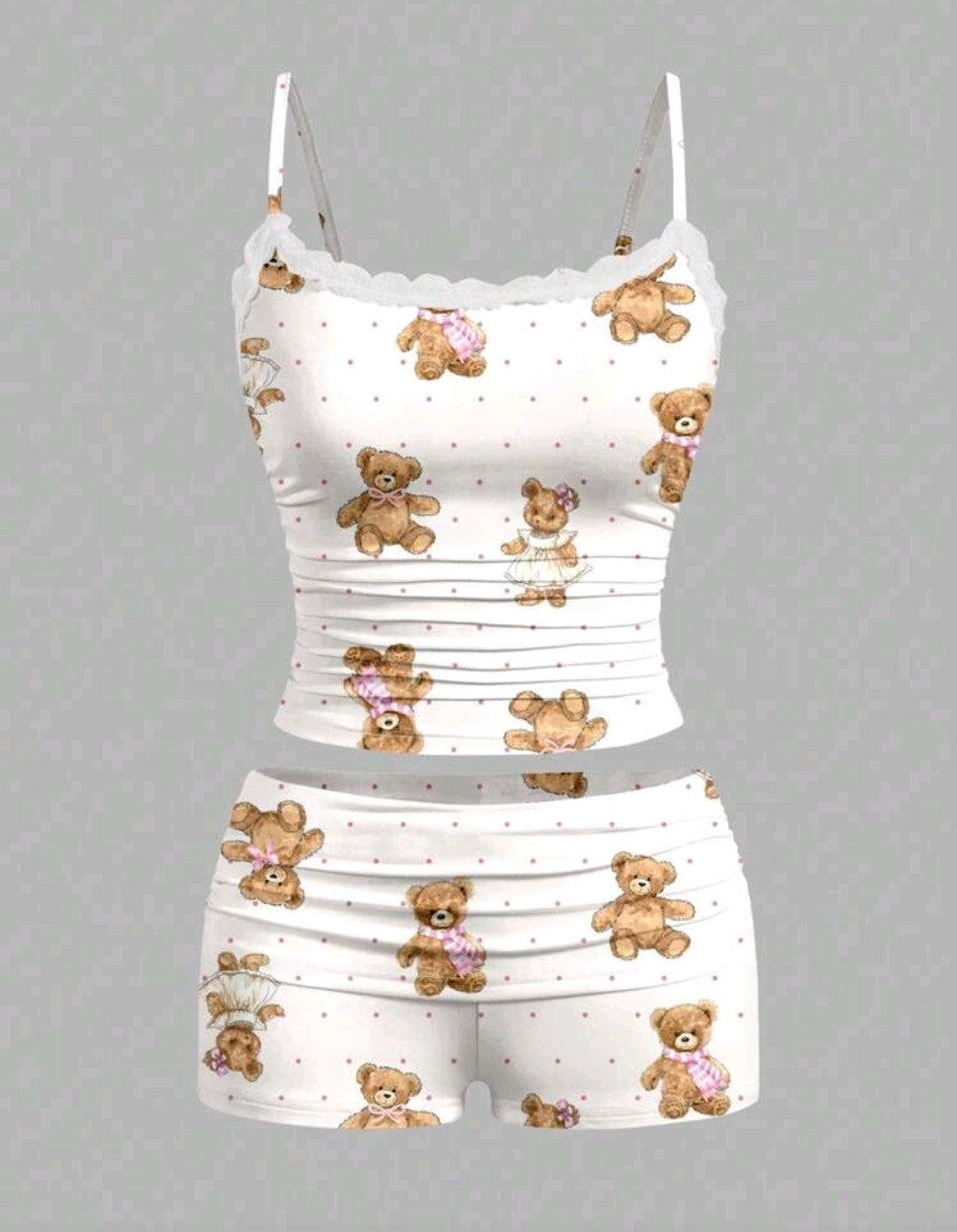 2pcs/Set Women Lace Camisole And Pleated Shorts, Suitable For Summer