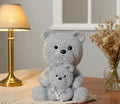 1pc Silvery Rhinestone Mother - Baby Bear Sculpture