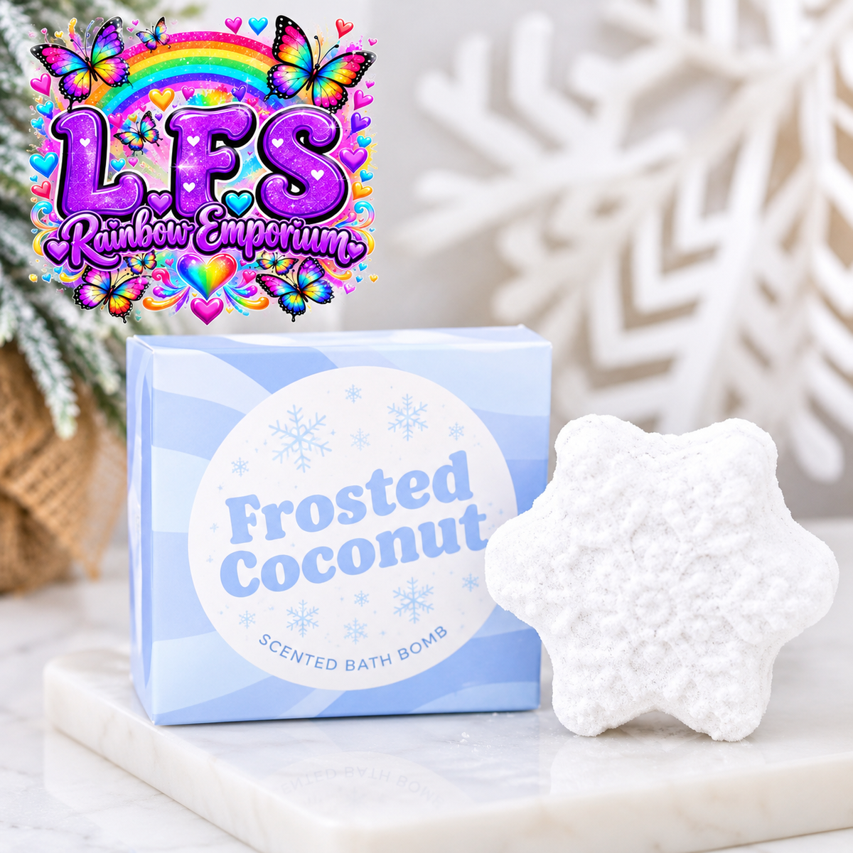 Frosted Coconut Snowflake Bath Bomb