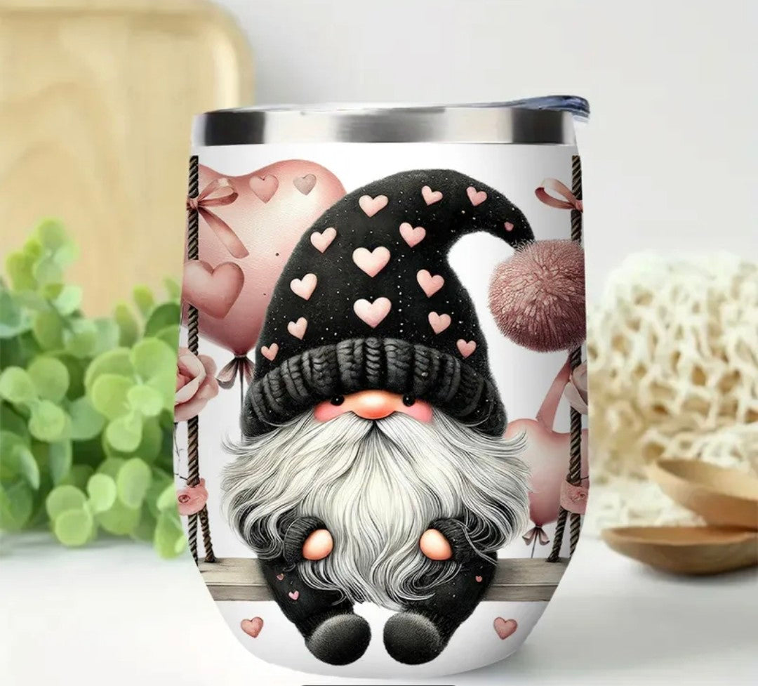 12 oz Magical Black Valentine Gnomes Stainless Steel Insulated Coffee Mug