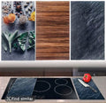 Set of 2 glass chopping boards marble slate stone oven cover black worktop for kitchen