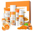 Weixinbuy Turmeric Vitamin C Skincare Set, 5 In 1 Women Gift Set Turmeric Face Cleanser Toner Serum Eye Cream and Face Cream, Even Skin Tone Anti Aging Skincare Gift Set (Turmeric + Vitamin C)