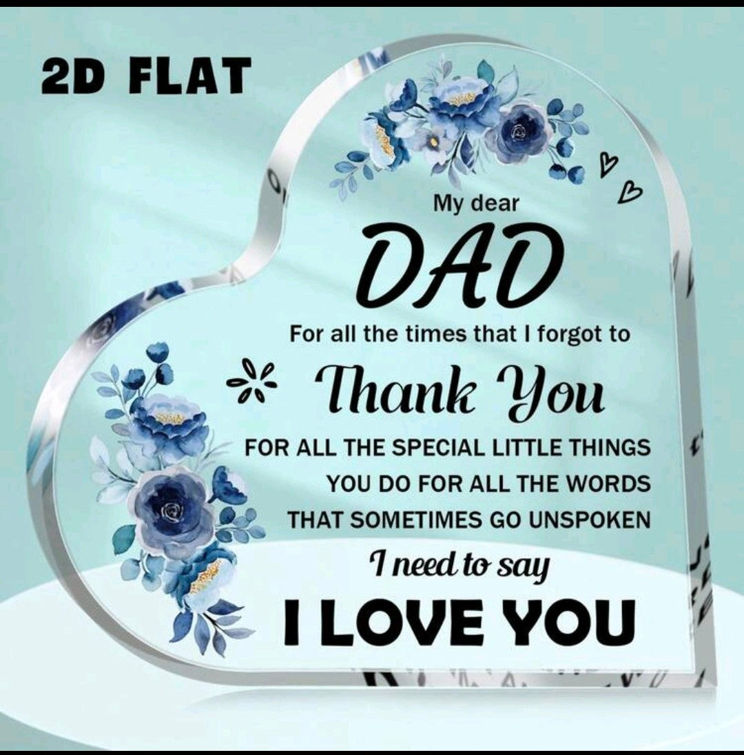 1pc Acrylic Heart Dad Thank You Plaque, Father's Day