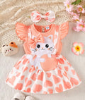Baby Girl Peach Pink Cat Heart Dress