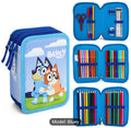 Bluey 3 Tier Large Pencil Case Multi Compartment School Supplies Stationery Colouring Pens Pencils Sets