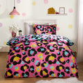 Abstract Neon Leopard Print Reversible Double Duvet Set