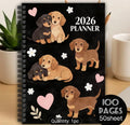 1pc Cute Dachshund Puppy Spiral Notebook & 2026 Planner