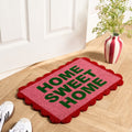 Scallop Edge Home Sweet Home Printed Coir Mat - Pink/Red