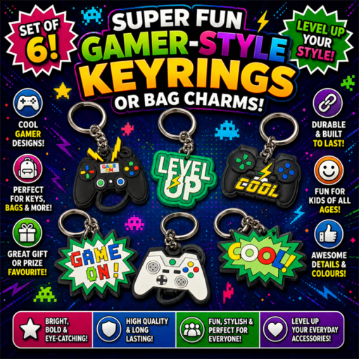 Gamer Deluxe 3D Keychains x 6