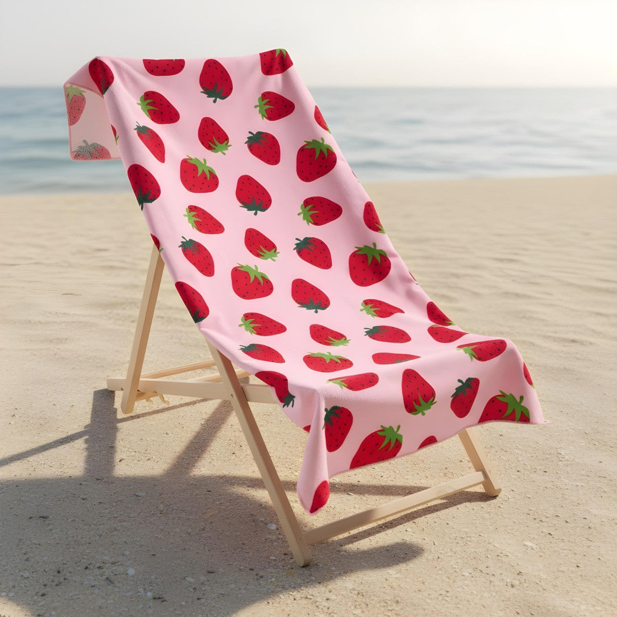 Strawberry Print Beach Towel - Pink
