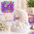White Pastel Skies Moon Incense Cone Holder