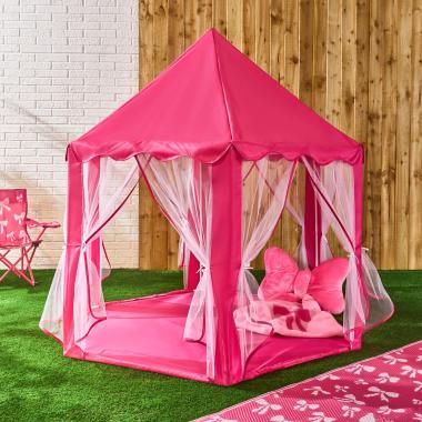 Kids Outdoor Play Tent with Curtains - Hot Pink