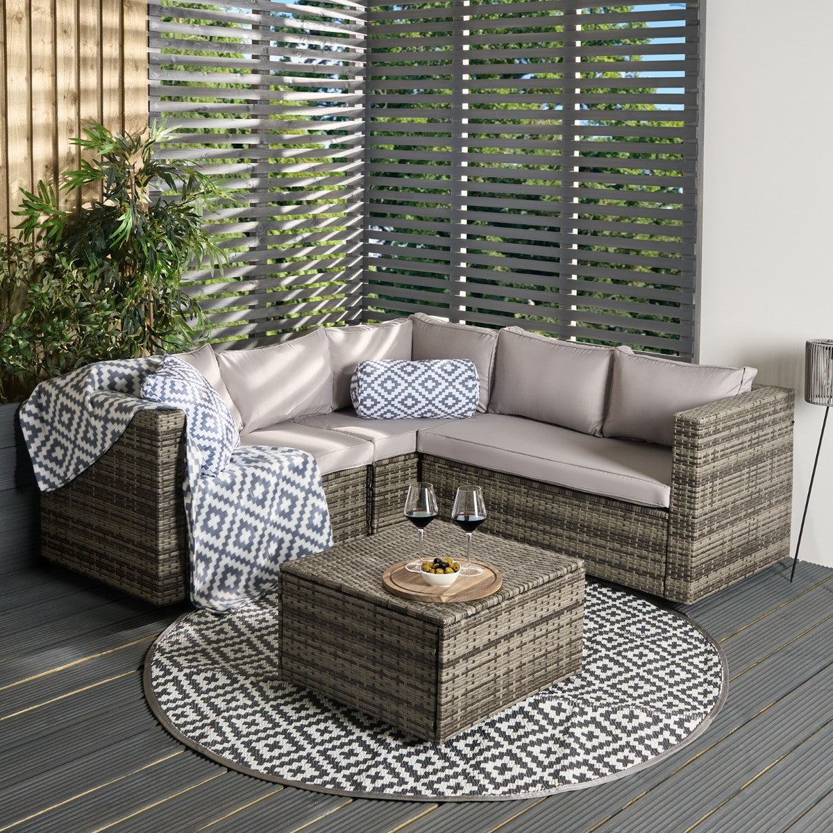 Tuscany 5 Seater Rattan Sofa Set - Grey