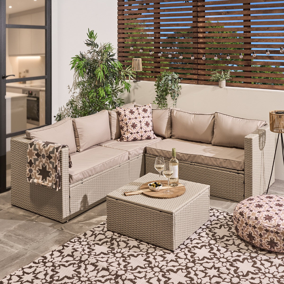 Tuscany 5 Seater Rattan Sofa Set - Natural