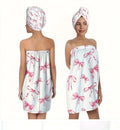 2 piece adjustable bath skirt and hair dry towel set (bow print)