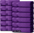 Casabella 12 Pack Flannel Face Cloth - 100% Cotton Face Towels Soft & Absorbent Super Quality Washcloths 30x30CM, Fingertip Towels for Makeup Removal & Cleansing - Purple Face Cloth