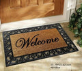 Coir Welcome Doormat with Elegant Black Scrollwork Frame