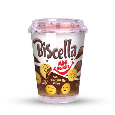 3x Biscella Mini Biscuits with Chocolate Filling Tub 125g