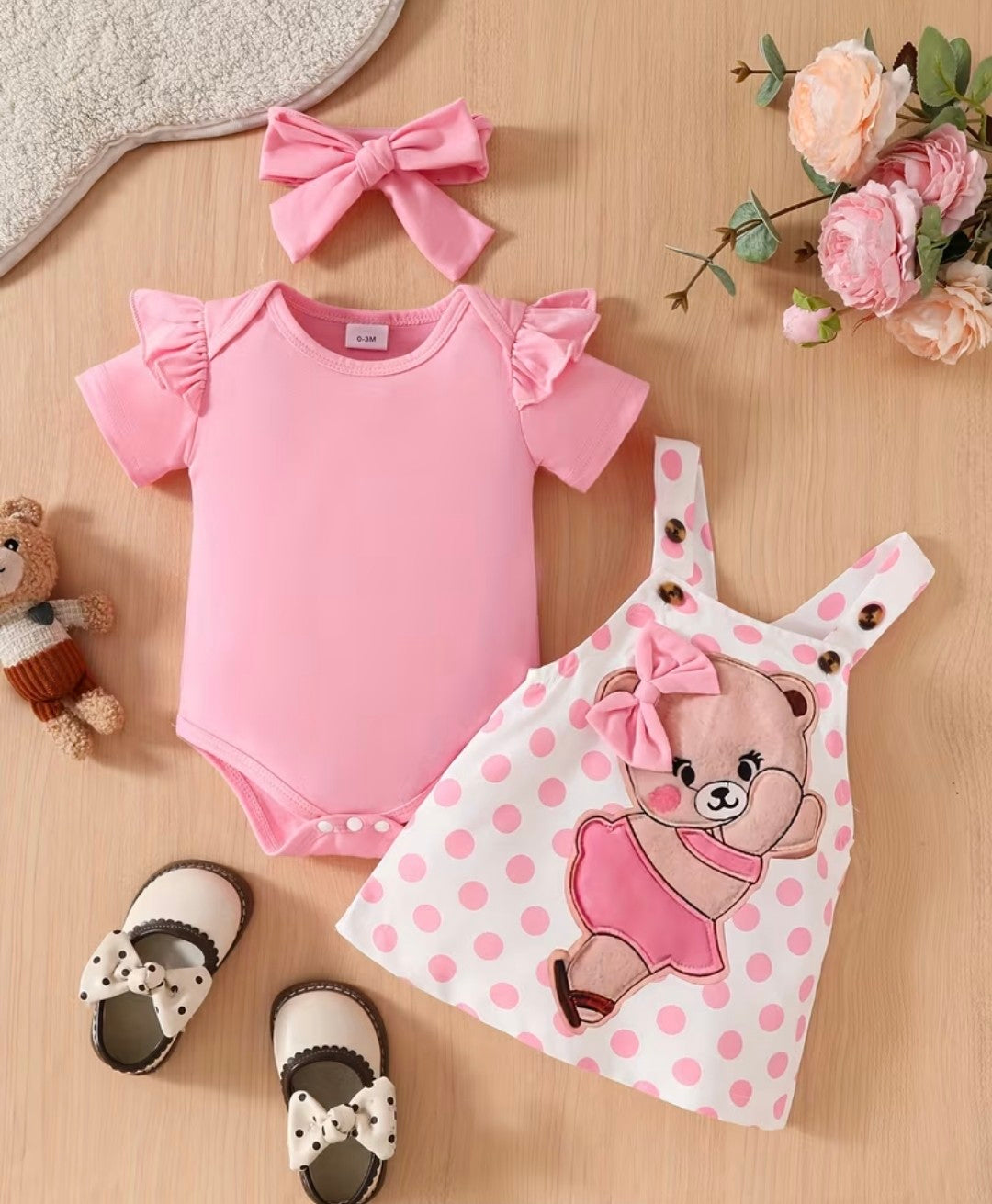Short-Sleeved Romper with Cute Cartoon Print Suspender Dress