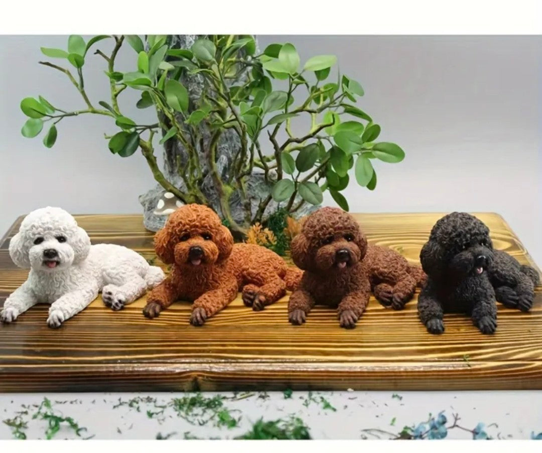 Adorable Teddy Dog Car Dog Resin Craft Ornament Home Desktop Car Decoration Holiday Gift