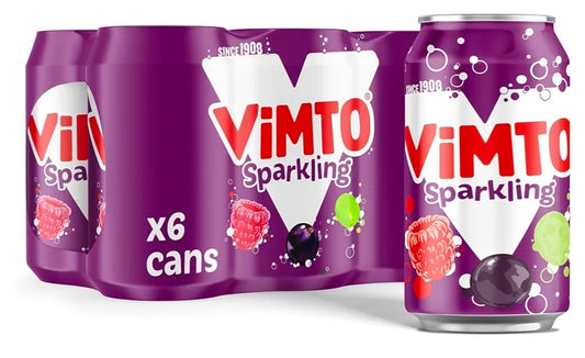 Vimto Fizzy Fruit Juice Drink – Blackcurrant, Grape & Raspberry – 6 x 330ml Cans