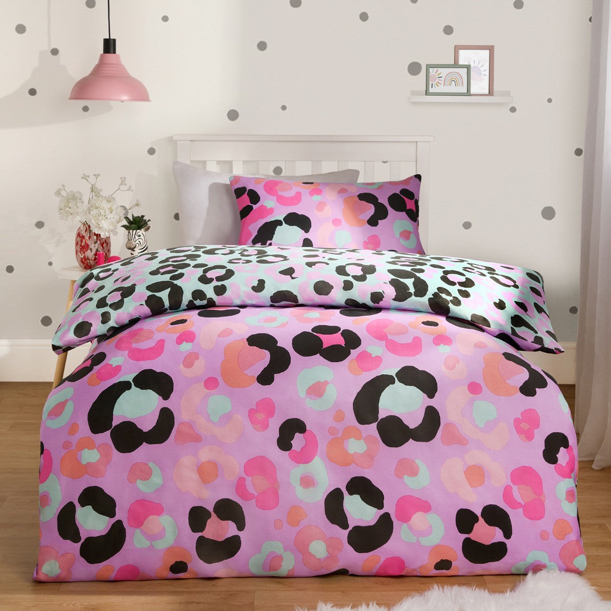 Abstract Leopard Print Reversible Double Duvet Set - Lilac
