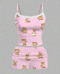 2pcs/Set Women Lace Camisole And Pleated Shorts, Suitable For Summer