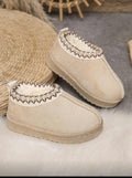 Children's Simple Color-Blocking Thermal Lined Warm Outdoor Snow Boots, Comfortable And Warm